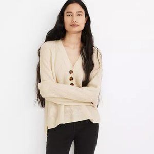 Madewell Knit Sweater, Cream, Henley